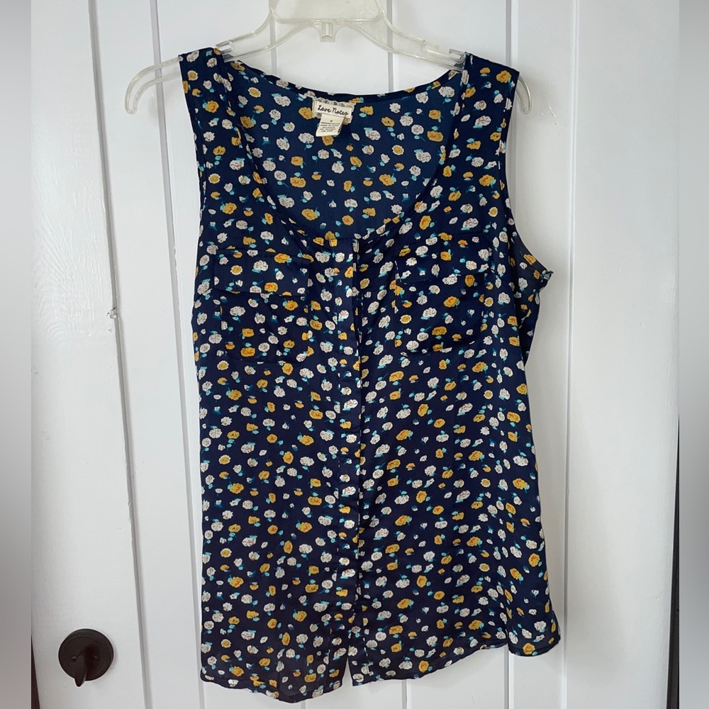 Blue Floral Tank Love Notes Size S